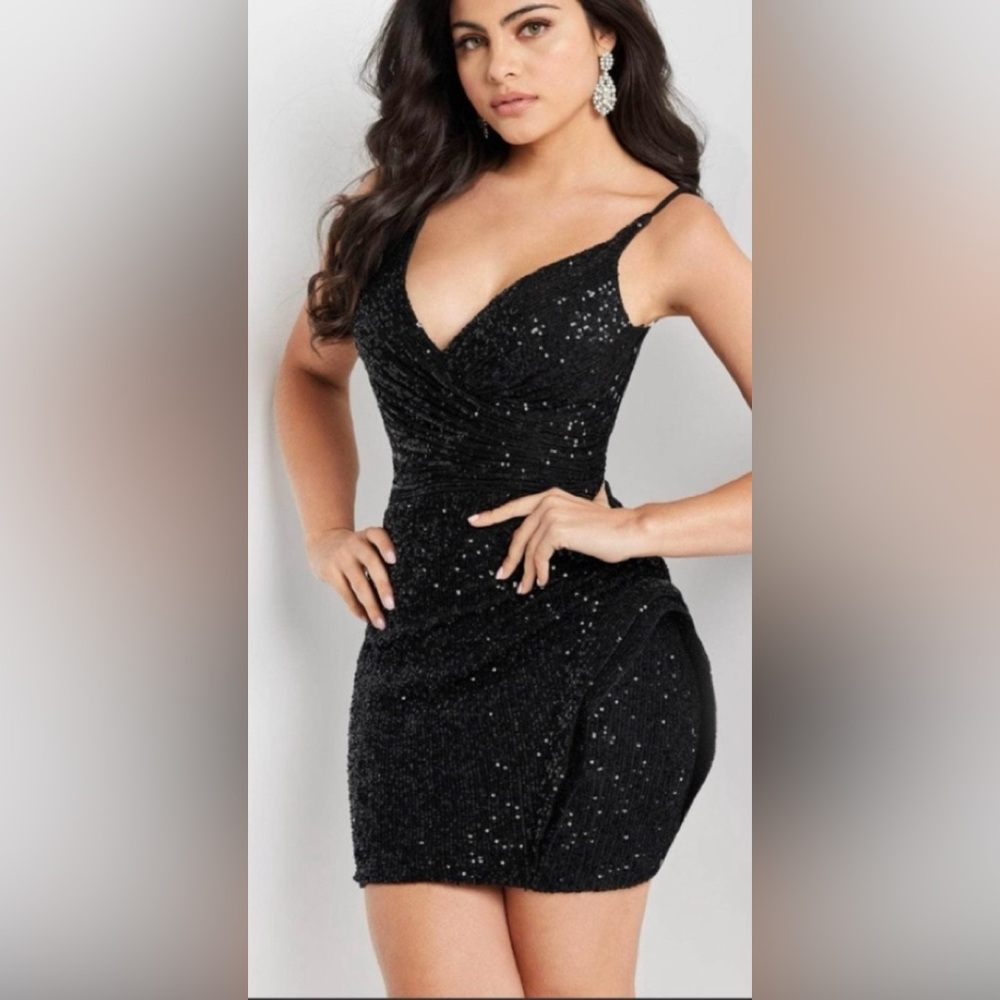 Jovani Black Sequin One Shoulder Dress sizes 0 NWT